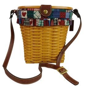 Longaberger VTG 2000 Artist Signed Saddebrook Crossbody Bag Fabric Lined